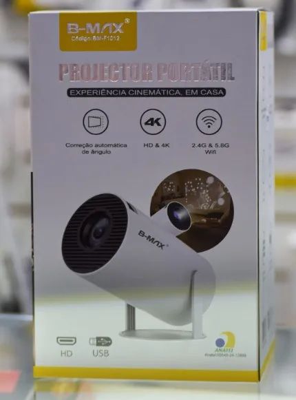 Projetor Portátil B-MAX BM-F1012 4K Android Wi-fi Branco Bivolt