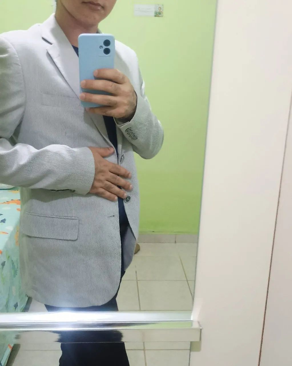 Blazer masculino cinza listradinho Ângelo Litrico. - Foto 5