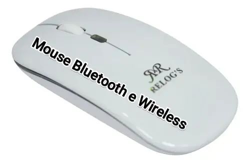 Mouse Bluetooth + Wireless Novo Prata com Branco Novo Promoção 