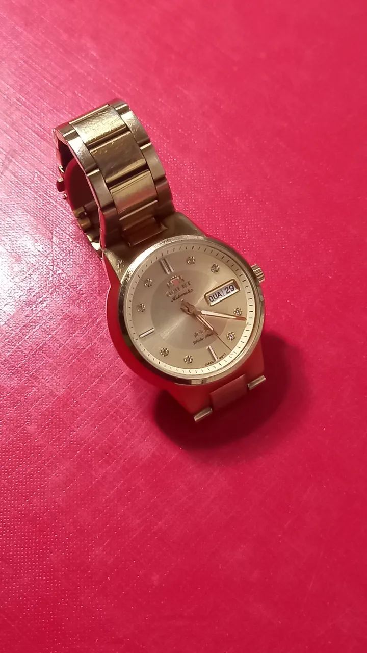 Lindo relógio orient automatico banhado a ouro  - Foto 5