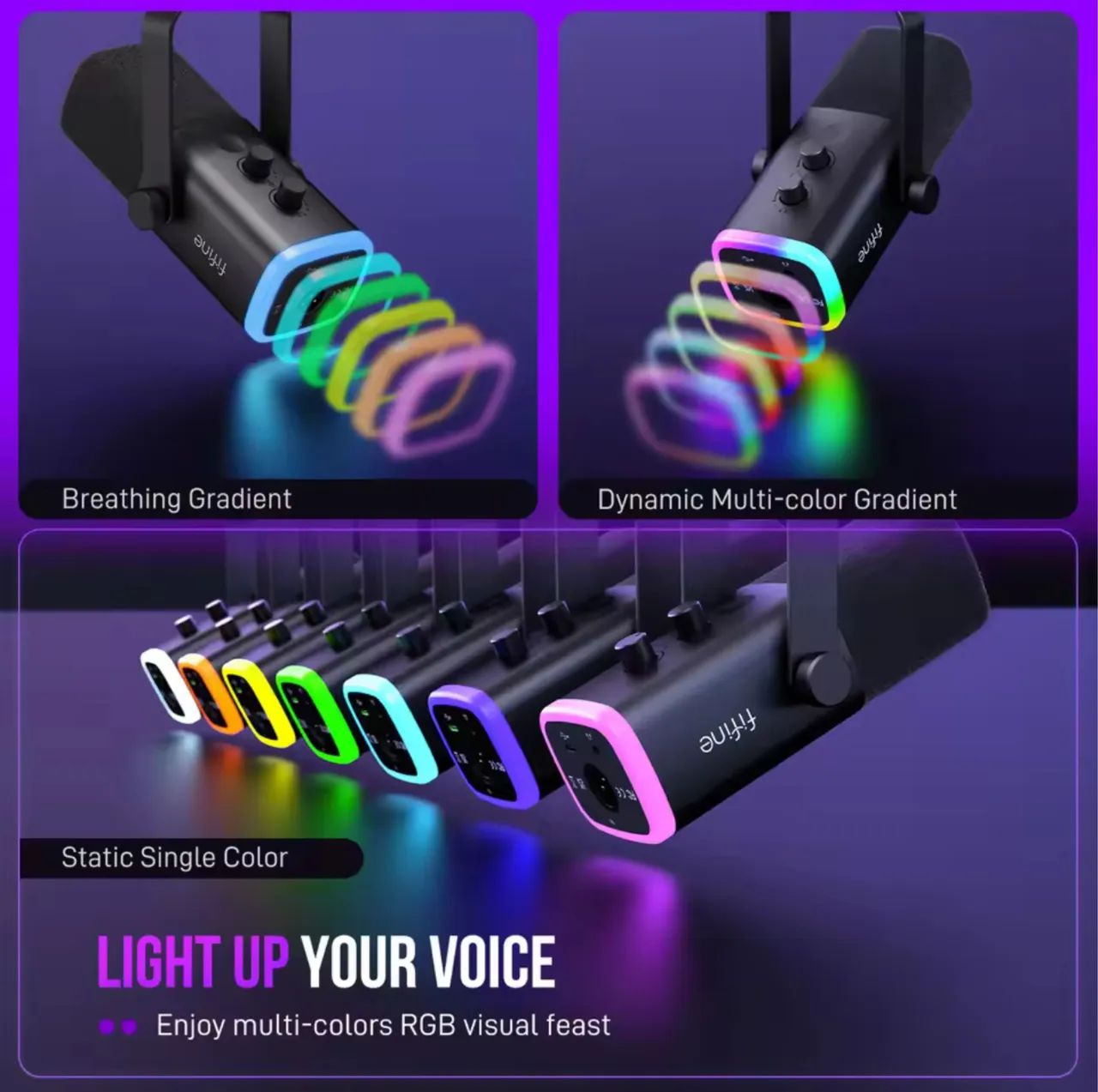 Microfone Gamer Fifine AmpliGame AM8, USB, RGB. @importech_084 - Foto 3