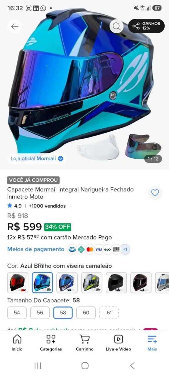 Capacete mormaii 58 - Foto 4