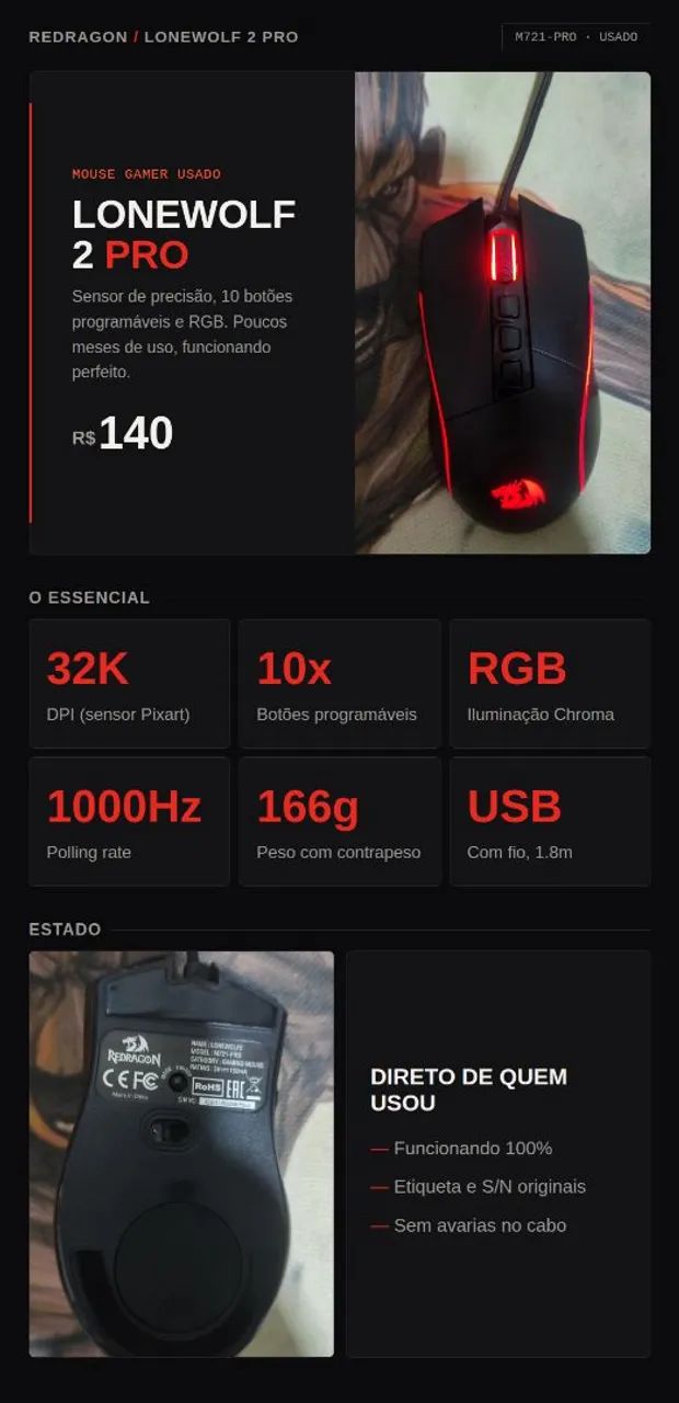 Mouse Redragon Lonewolf 2 Pro M721-PRO