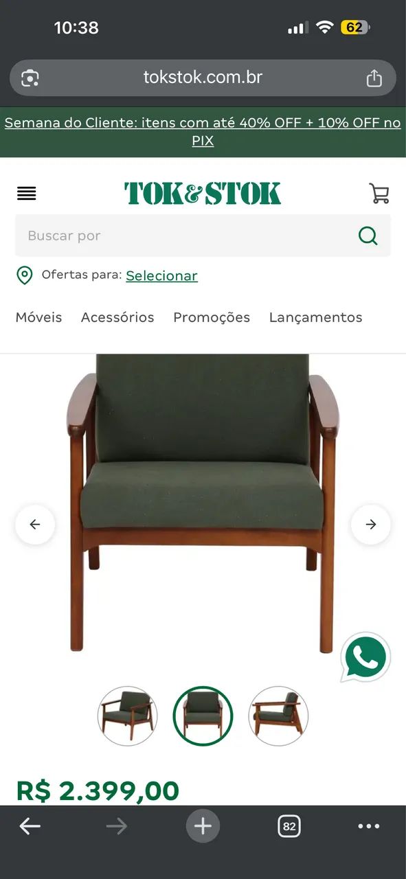 Par de Poltronas Win Tok&Stok - Madeira Maciça - Foto 5