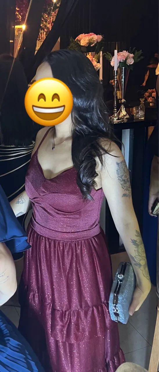 Vestido de festa Marsala com brilhos - Foto 2