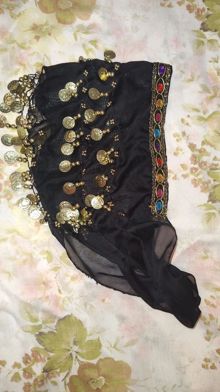 Kit dança do ventre (véu de seda + 2 lenço saia com moedas) - Foto 5