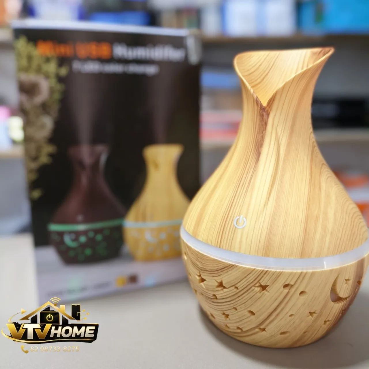 Umidificador Estilo Madeira LED  Estrelado + Entrega Grátis 