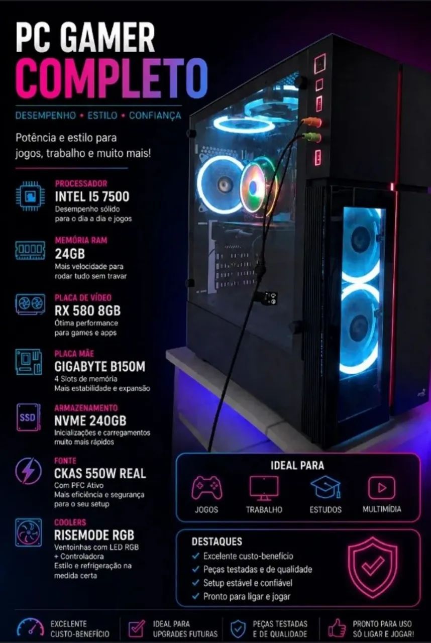 Pc gamer completo 24 de ram  - Foto 2