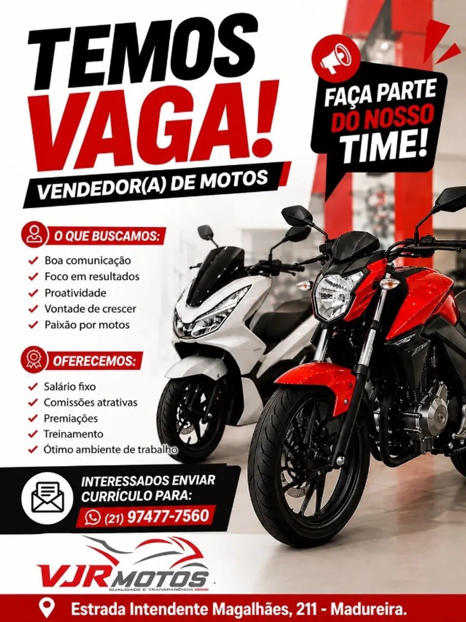 Vendedor(A) para loja de motos.