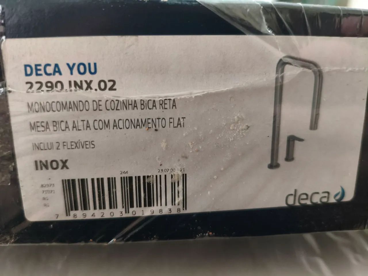 2290.INX.02 Monocomando de Cozinha Deca Bica Reta  Mesa Bica Alta com acionamento Flat