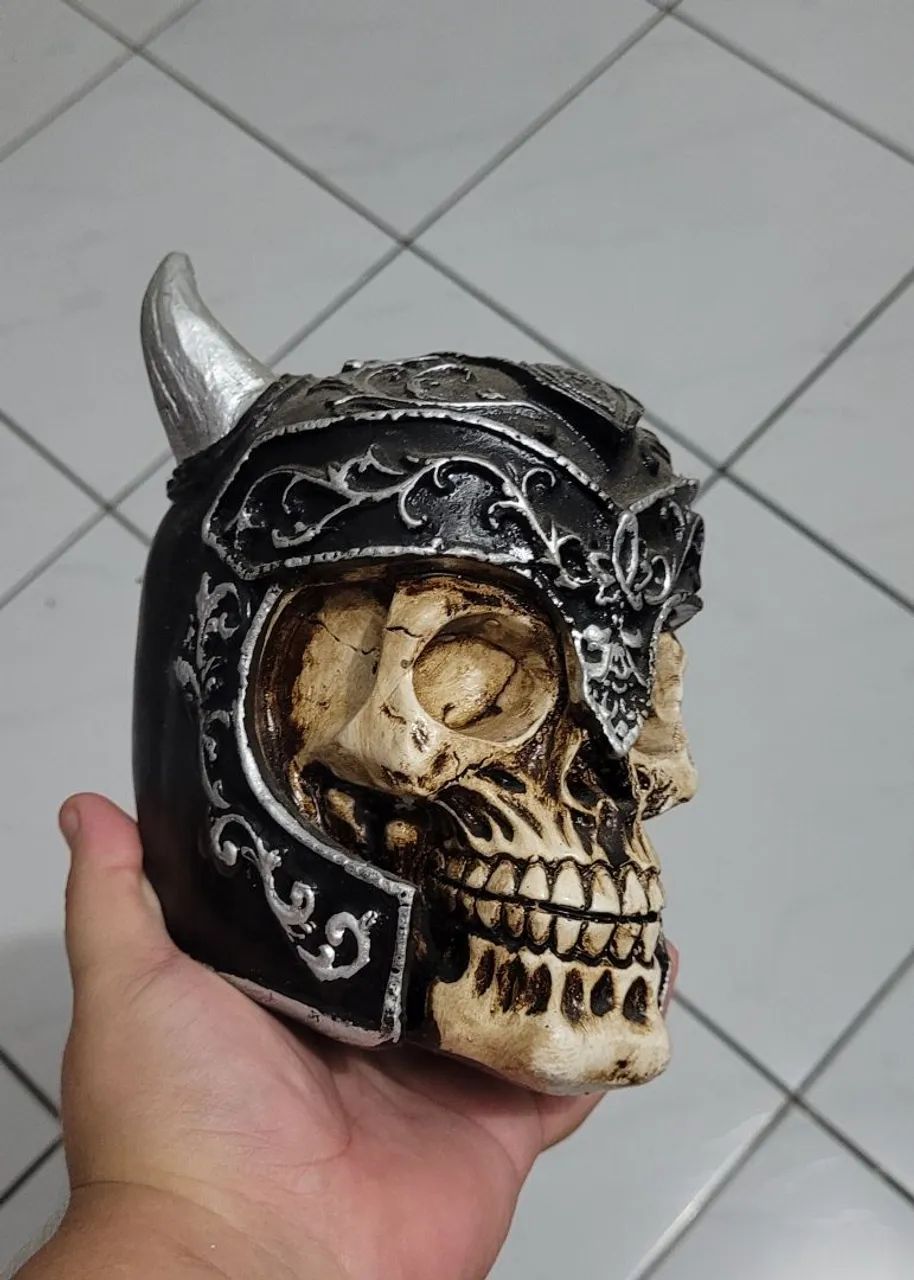 2 peças de decoração medieval cabeça caveira elmo balde - Foto 4