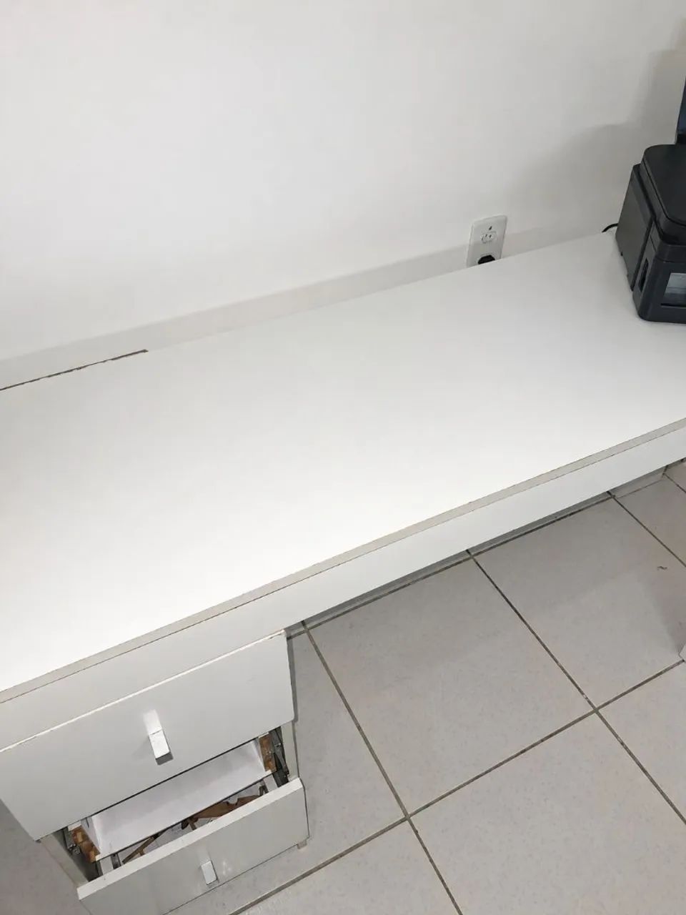 ?Escrivaninha de Canto em L Branca c/ Gaveteiro - Desmontável438561228876032004