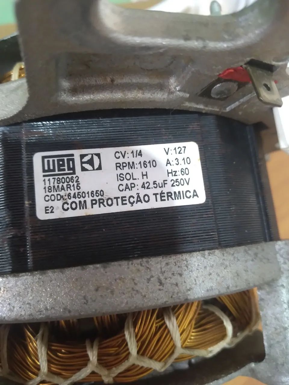 Motor de lavadora eletrolux Weg 1/4 cv  1610rpm 