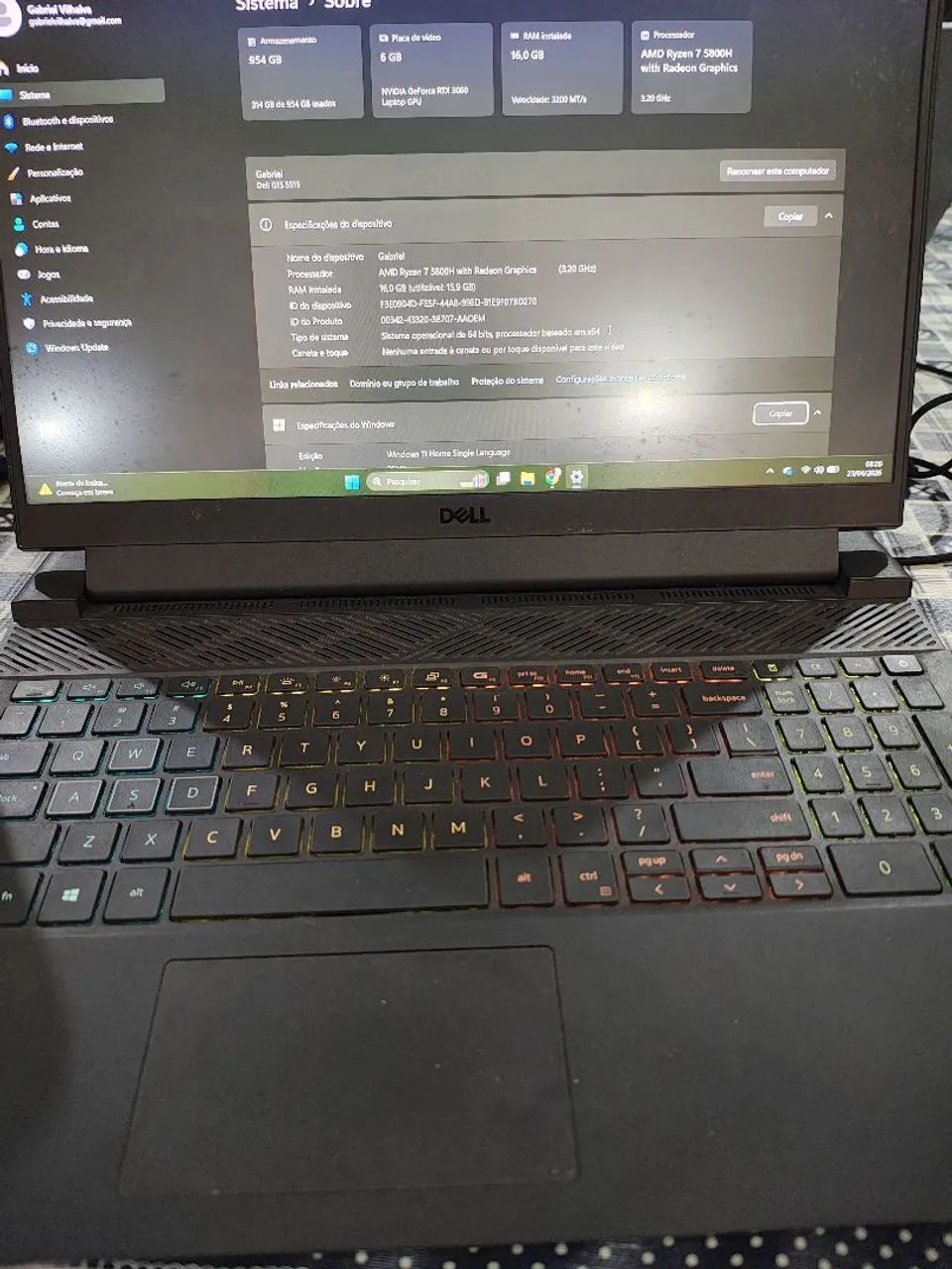 Notebook Gamer Dell G15 RTX 3060 de 6 GB