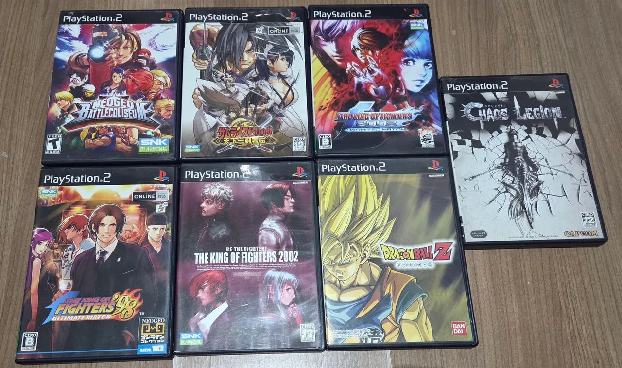 Lote jogos playstation 2 ps2 japonês cib King of fighters kof dragon ball chaos legion
