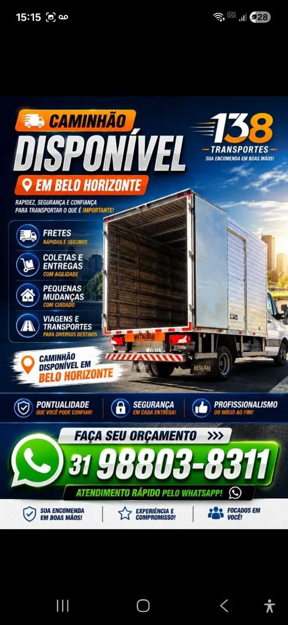 Fretes mudanças e transportes 