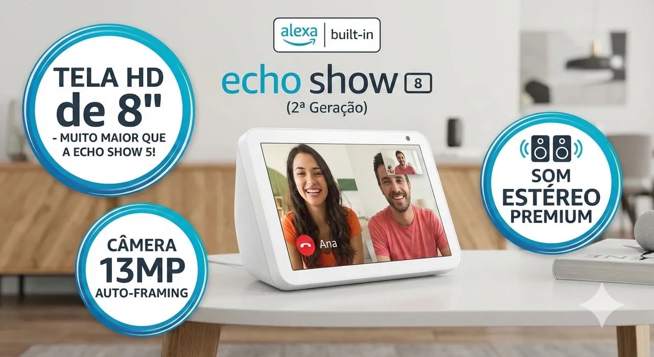 Amazon Echo Show 8 (MAIOR) Branca - Estado de Loja na Caixa - Entrega Hoje