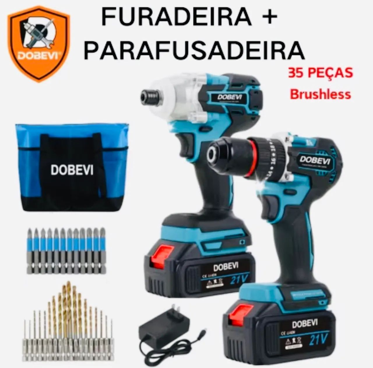 Kit parafusadeira chave impacto DOBEVI+36 acessórios 