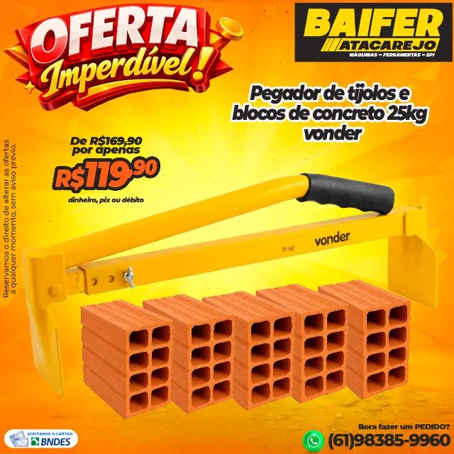 Pegador de tijolos e blocos de concreto 25kg vonder