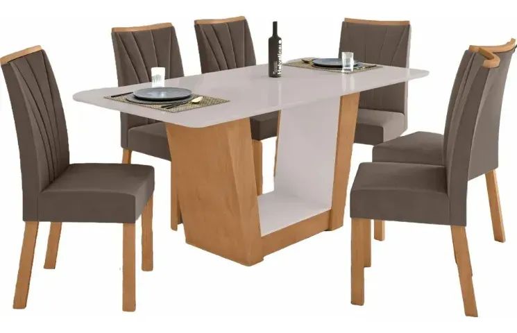 Mesa de Jantar com 6 Cadeiras na cor Caffé Expresso Com Tampo 1,70m - Foto 2