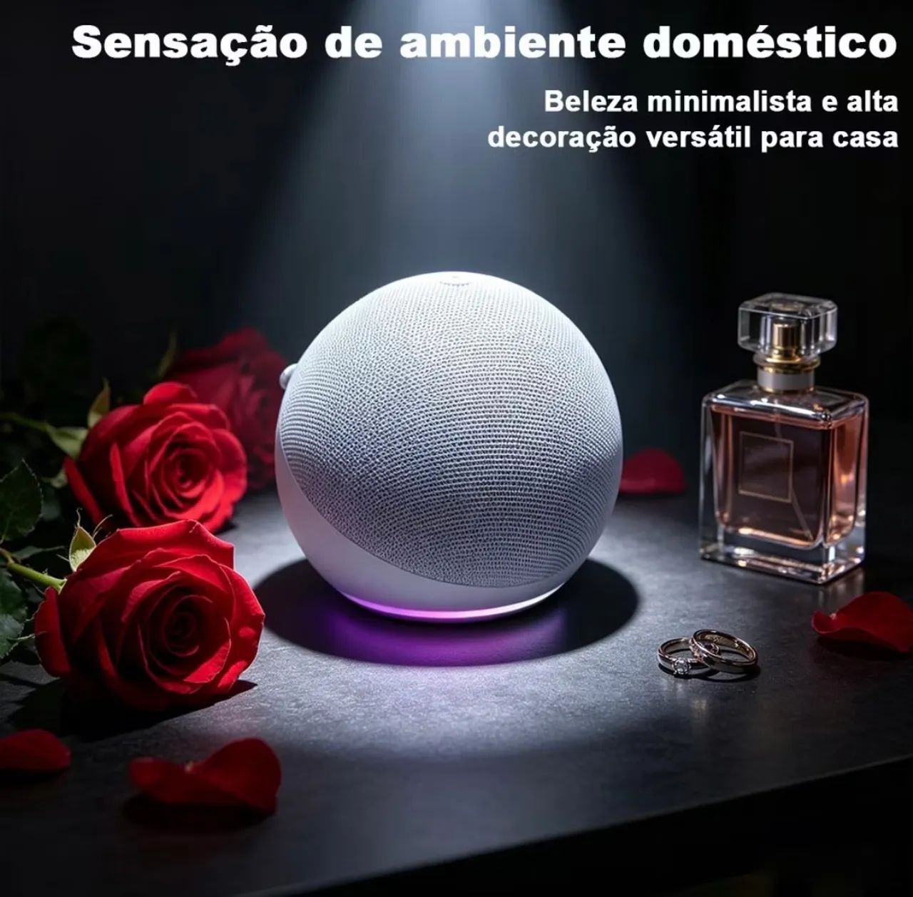 Caixa de Som Bluetooth ALEXA - Design Estilo Echo Dot, Som Forte e LED RGB  - Foto 4