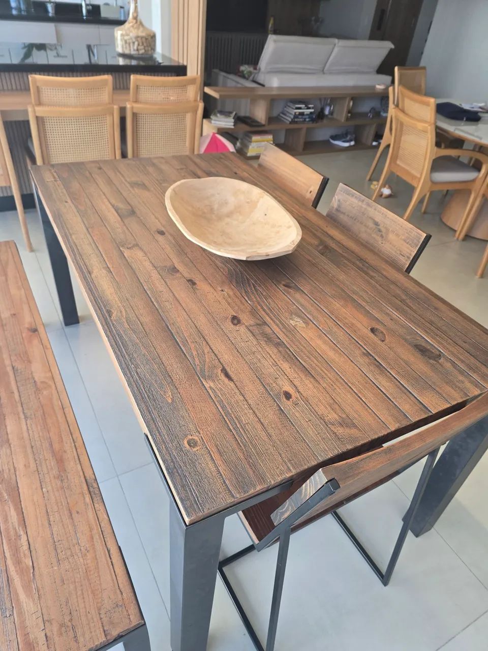  Mesa de Jantar de rústica de madeira maciça