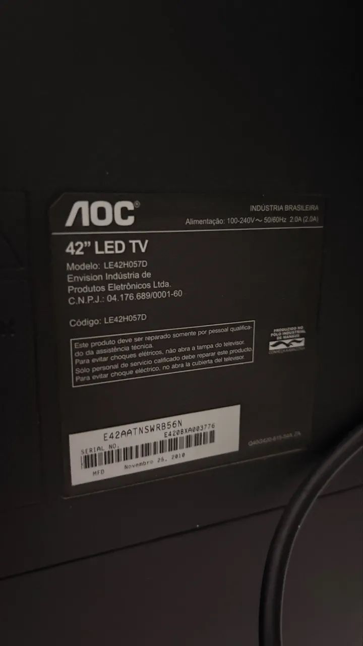 TV AOC 42? LED - Modelo LE42H057D + Roku Express - Foto 2
