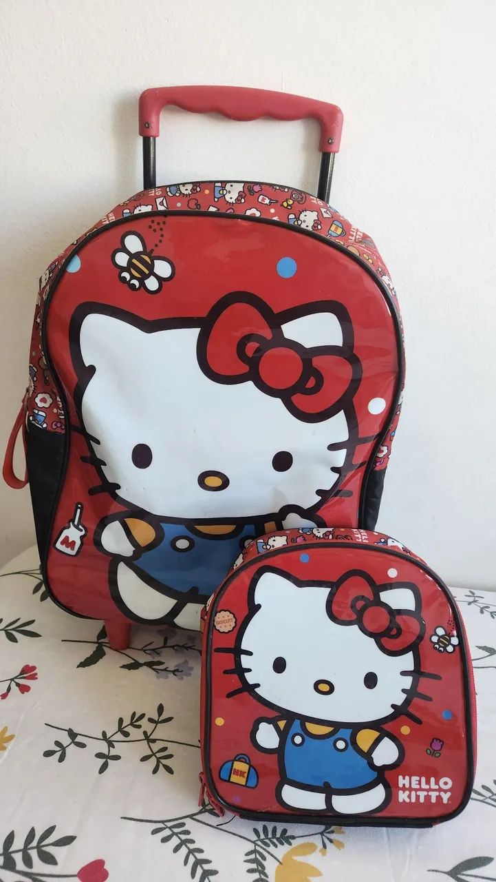 Conjunto mochila e lancheira hello kitty 