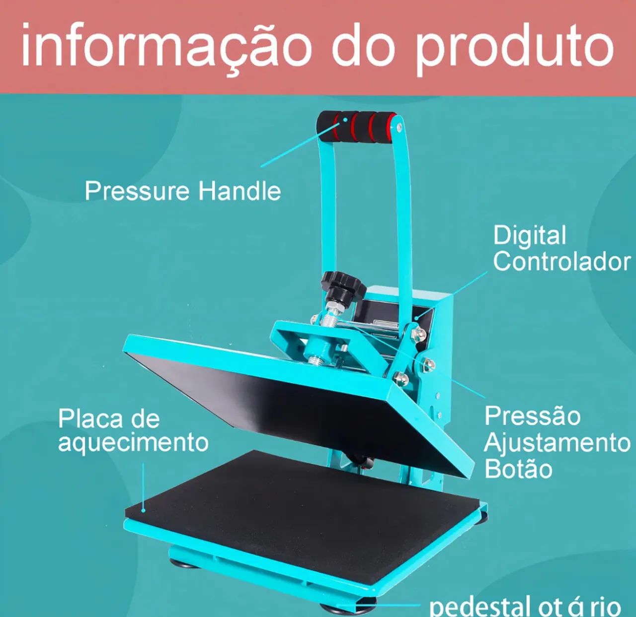 Prensa Térmica Plana 23x30cm Sublimação Transfer Mecolour Cor Azul - Foto 2