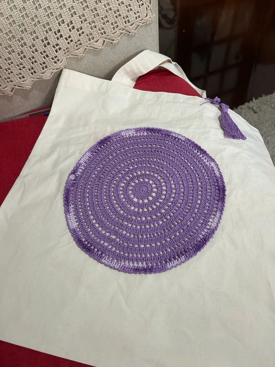 Sacola eco bag com aplicação em crochê  - Foto 2