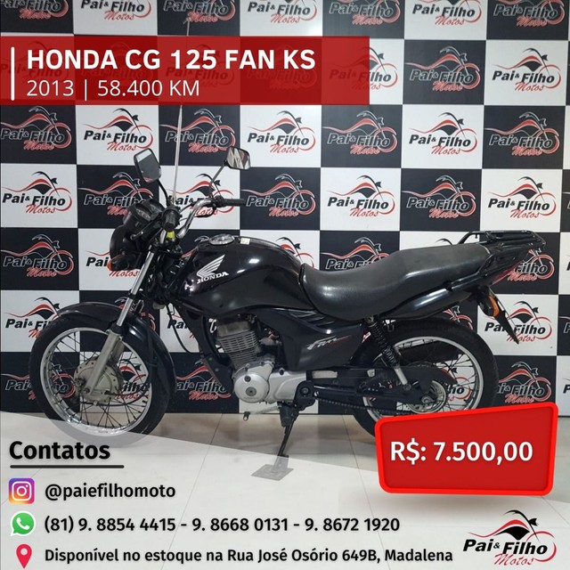 Honda Cg 125 Fan Ks 2012 Preta, KM Motos