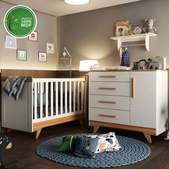 Comoda e Berço/Vira Cama Americano Retro 100% MDF (Novo) - Foto 2