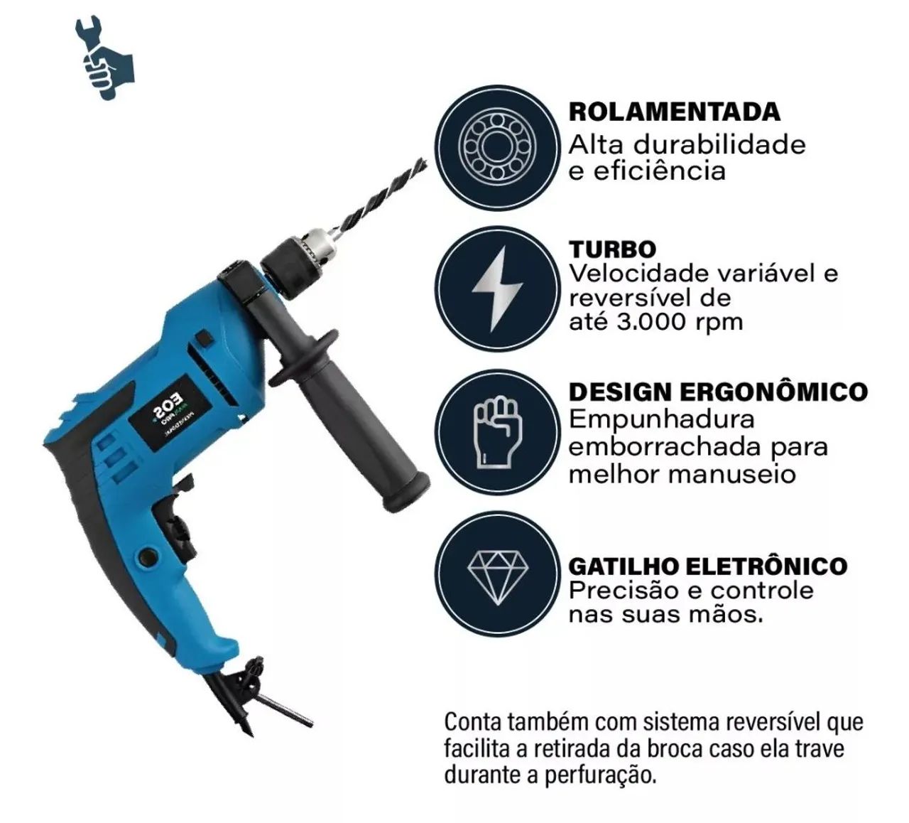 Furadeira/Parafusadeira de impacto 650W 127V Com Maleta e acessórios  - Foto 5