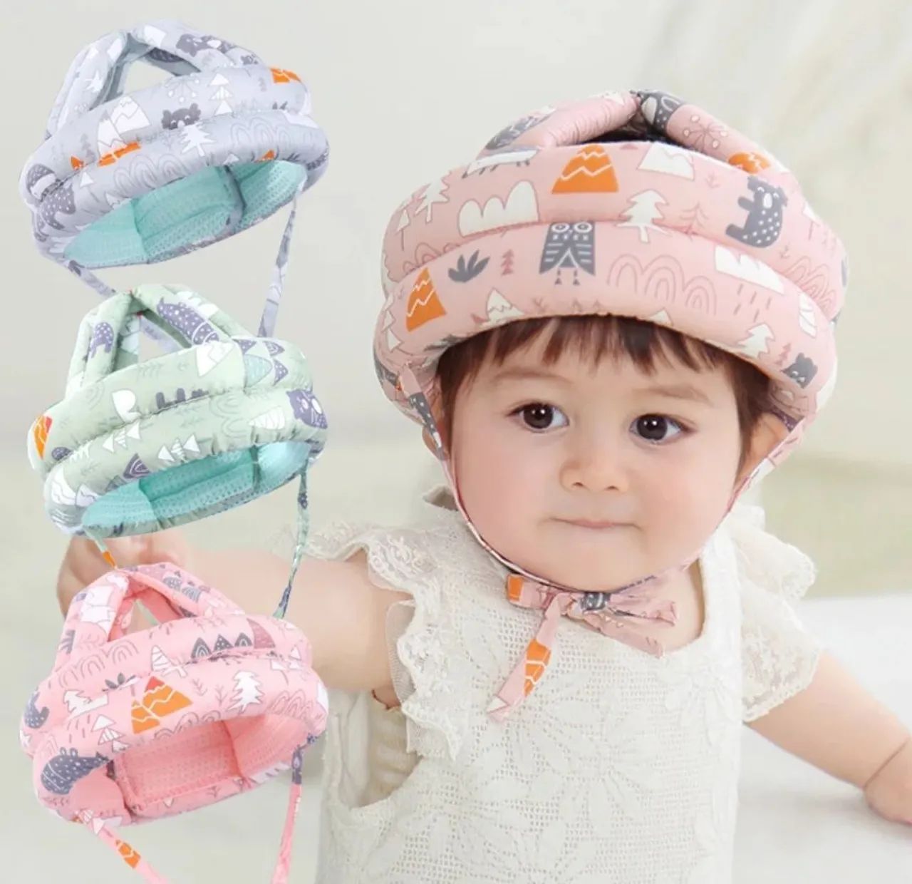 Capacete infantil para bebê antes quedas estofada e Reforçada 
