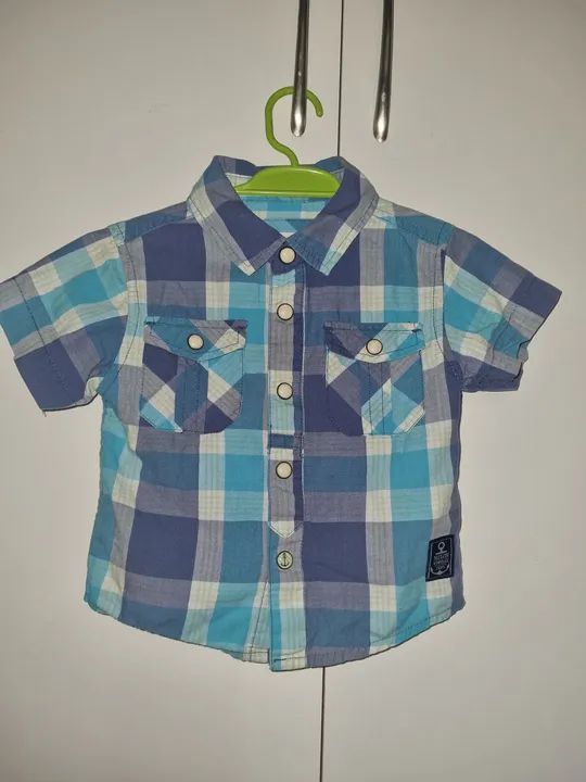 Camisa xadrez para bebê, tam. M 