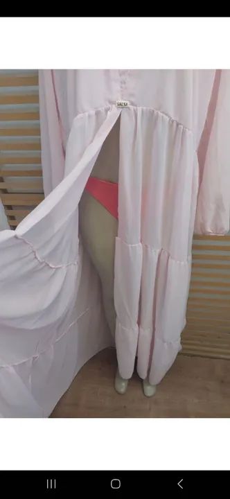 Saída de Praia Rosa GG - Vestido Longo - Foto 2