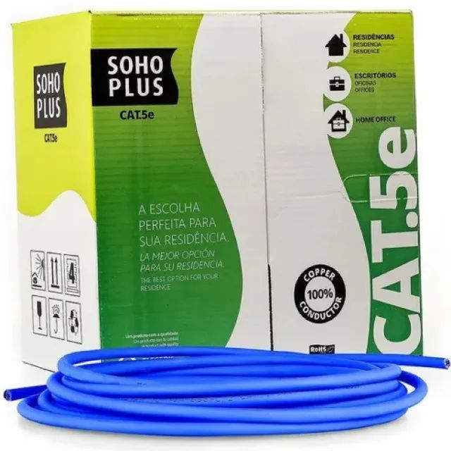 Patch Cord Cat 5e 10m T568a Azul Claro U/utp Soho Plus