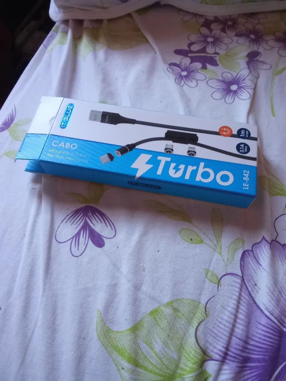 Cabo turbo magnético 3 em 1 recarga mais rápida 