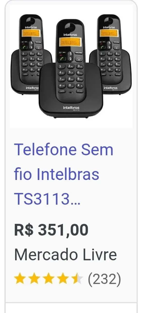 Telefone com 3 ramais Sem Fio Intelbras TS 3113 com Identificador de Chamadas e Agenda.  - Foto 4