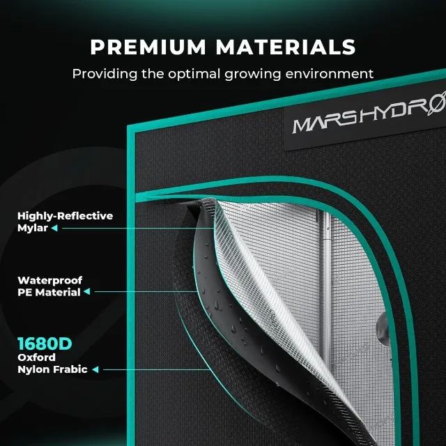 Estufa Cultivo Indoor Mars Hydro 60x60x140 Mylard Oxford 1650D 25% mais PPFD Nova - Foto 4