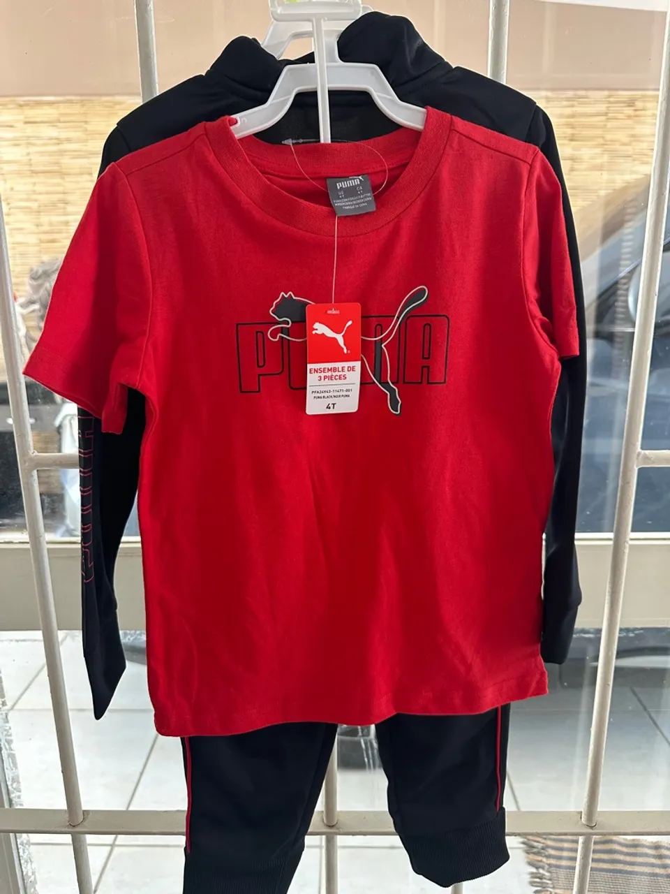 Conjunto Infantil Puma 3 Peças - Vermelho e Preto