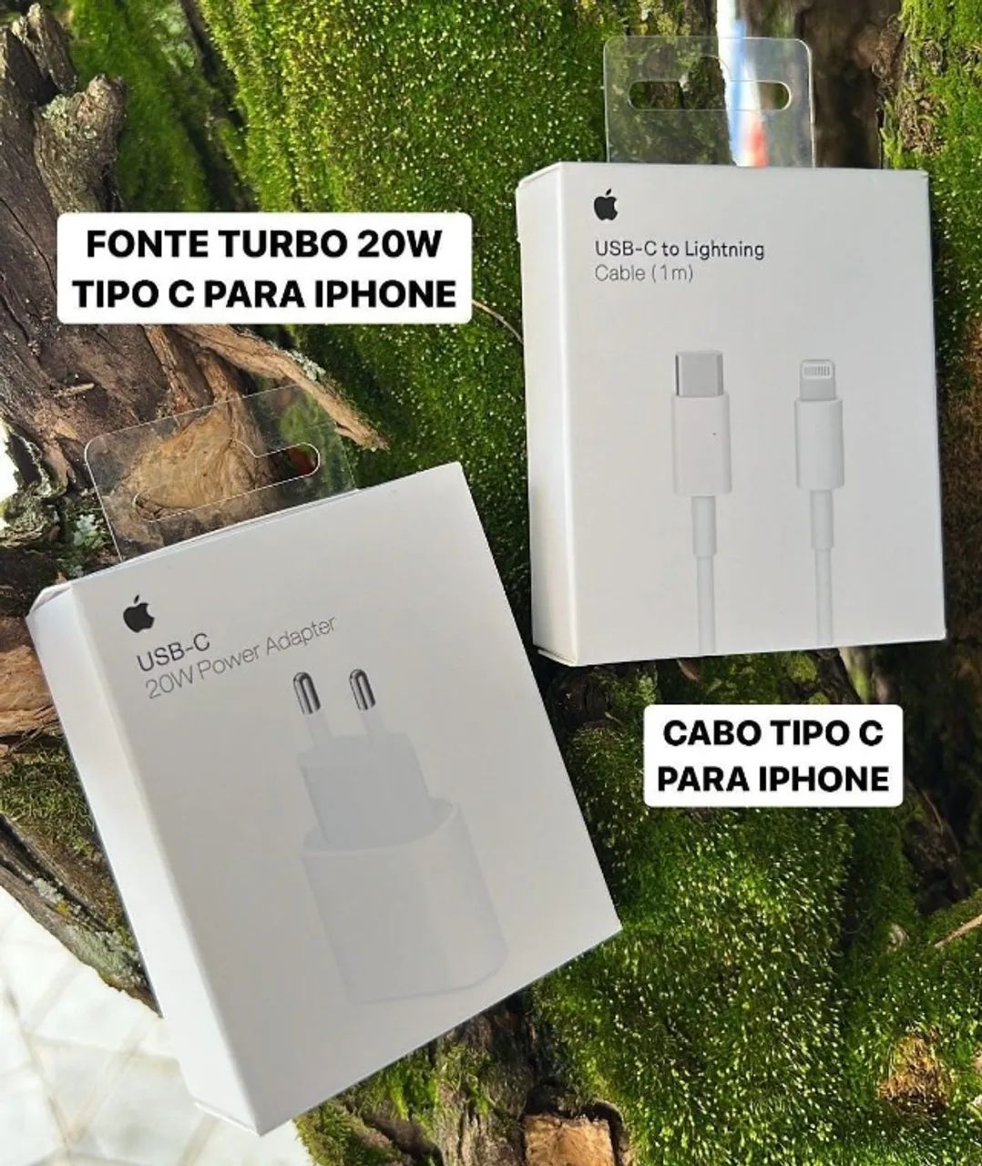 carregador completo para iphone fonte 20w tipo c 