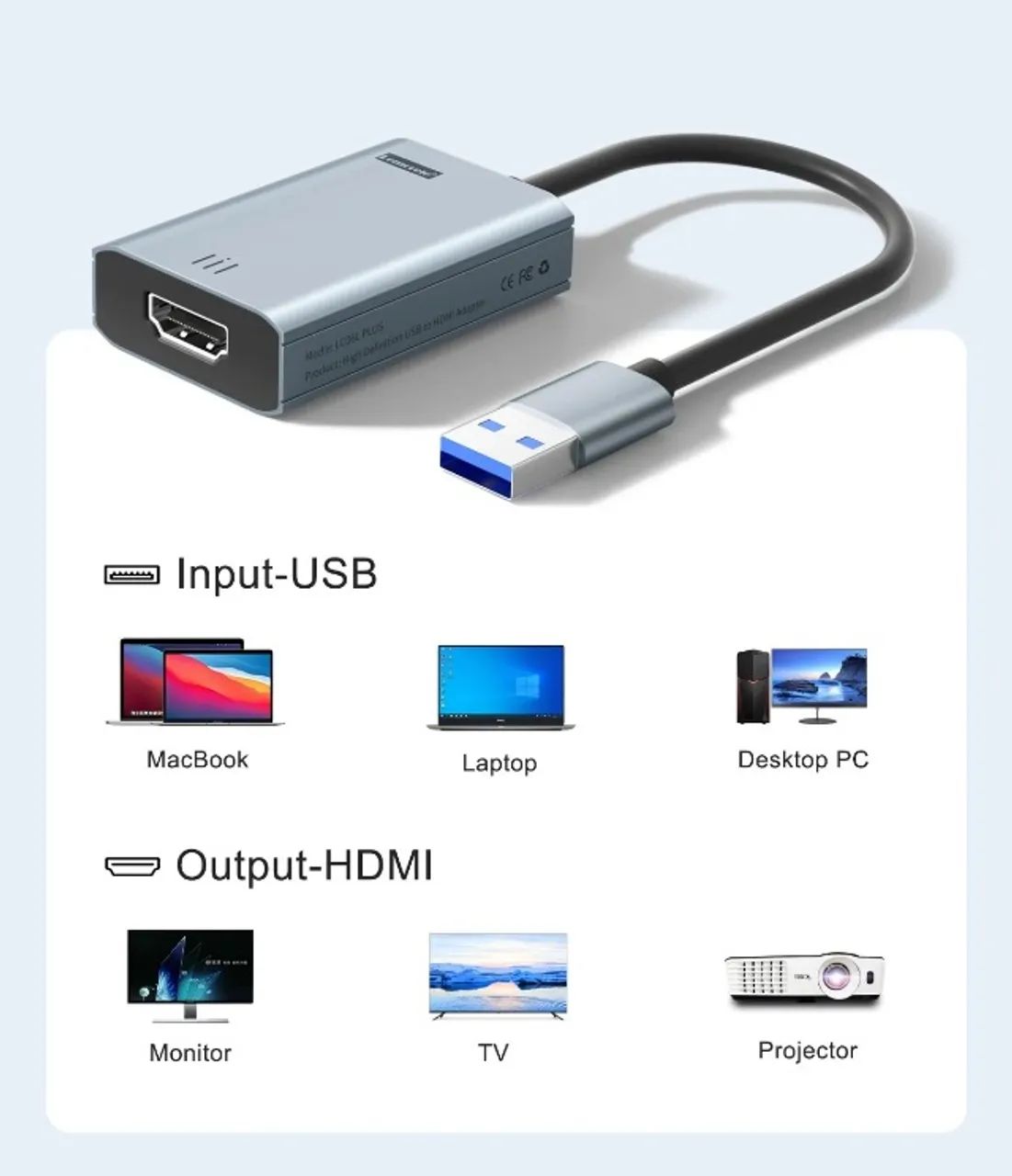 Adaptador USB 3.0 para hdmi Lemorele (estende ou duplica) - Foto 2