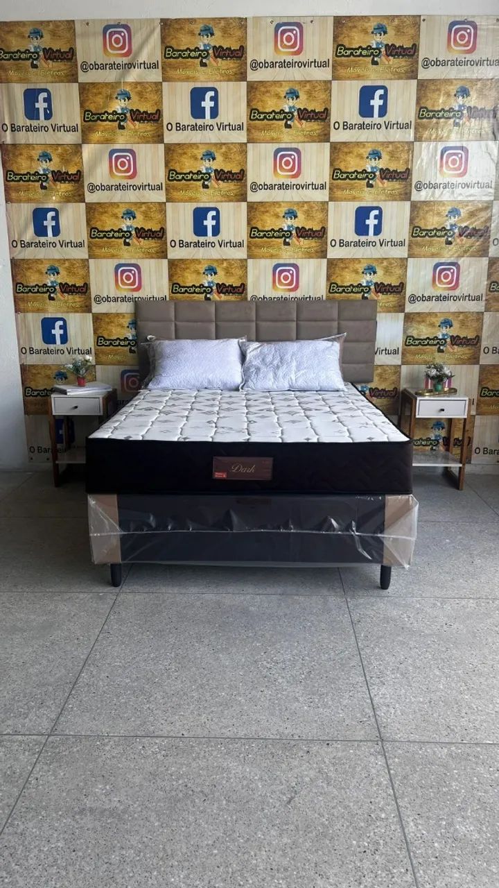 Conjunto Box Molas Ensacadas Dark Marrom 138x188x24 Soft Flex - Em Oferta 