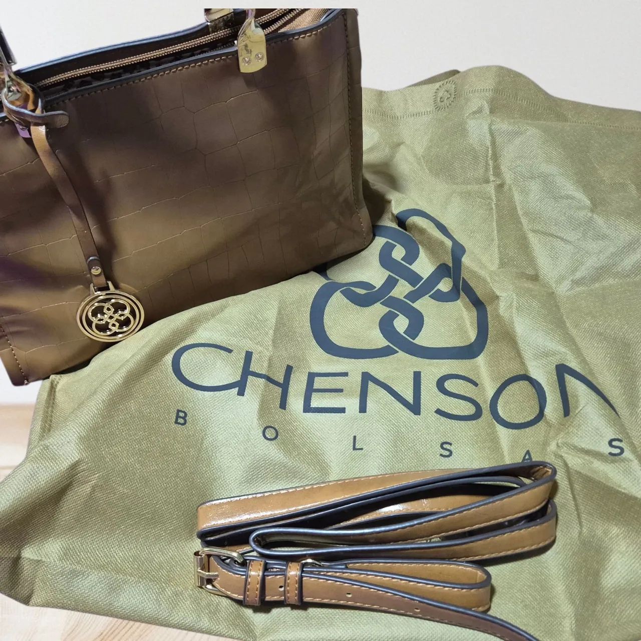 Bolsa  Bege Croco - Foto 4