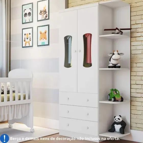 Guarda Roupa Infantil 2 Portas com Prateleiras Luna (Novo) - Foto 3