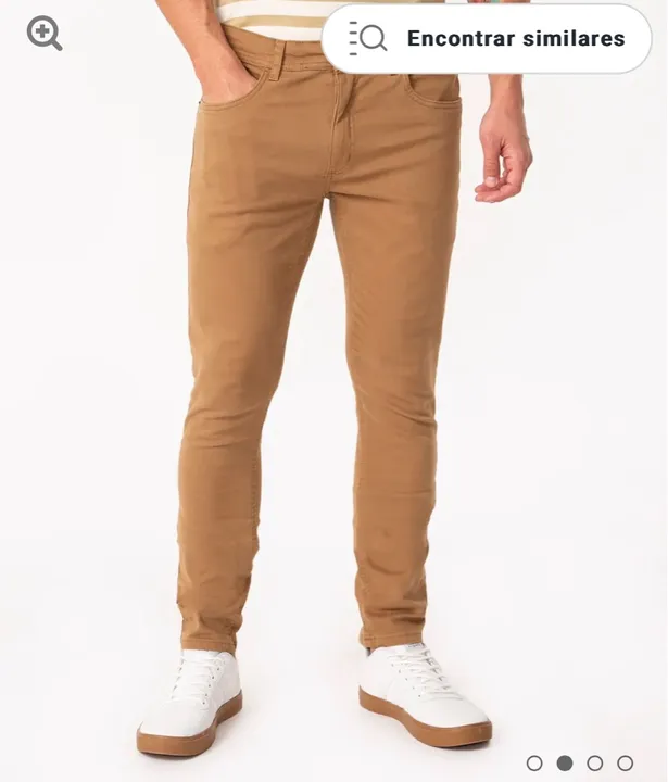 calça de sarja skinny stretch bege escuro