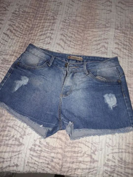 Short Jeans Love Pedrarias Vermelho - Foto 5