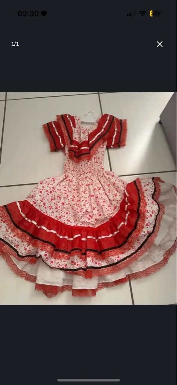 Vestido Infantil. Vestido festa junina. Veste 8/10/12