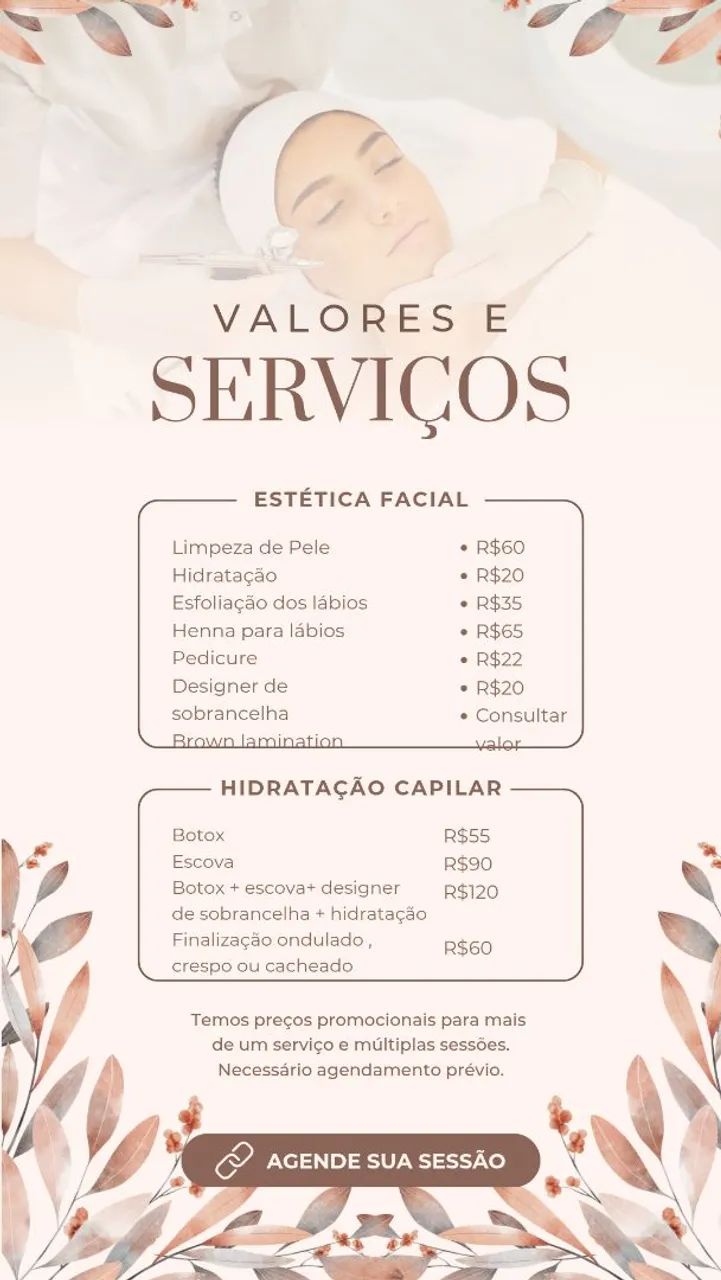 ATENDIMENTO NO CONFORTO DA SUA CASA DESIGNER  DE SOBRANCELHA, LIMPEZA DE PELE ; E MUITO +